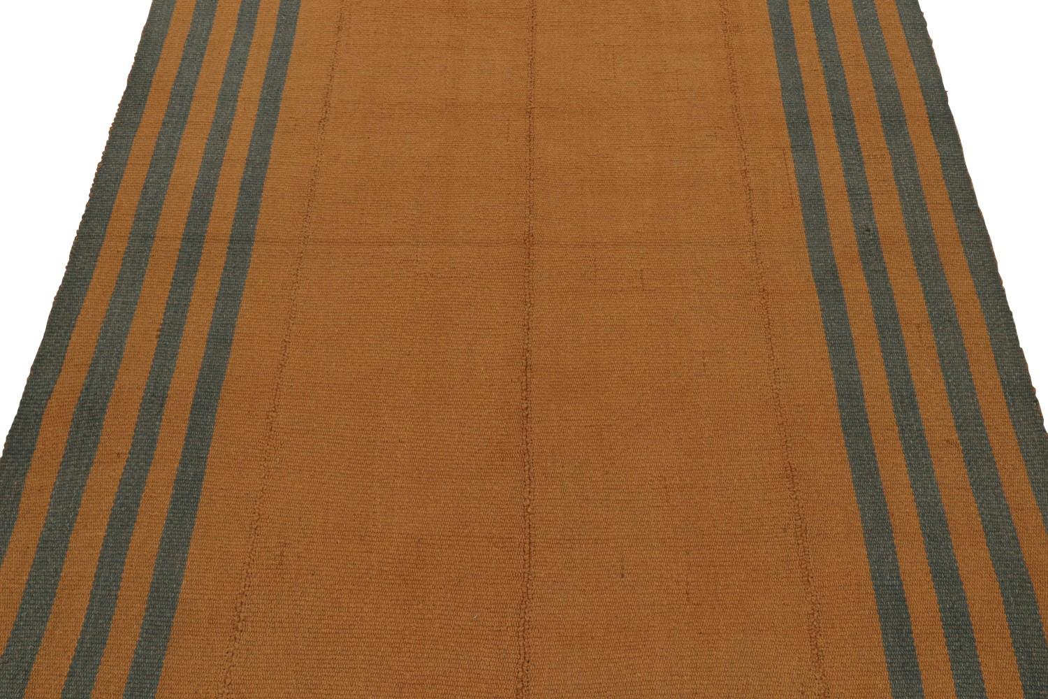 Orange Kilim with Blue Border Stripes