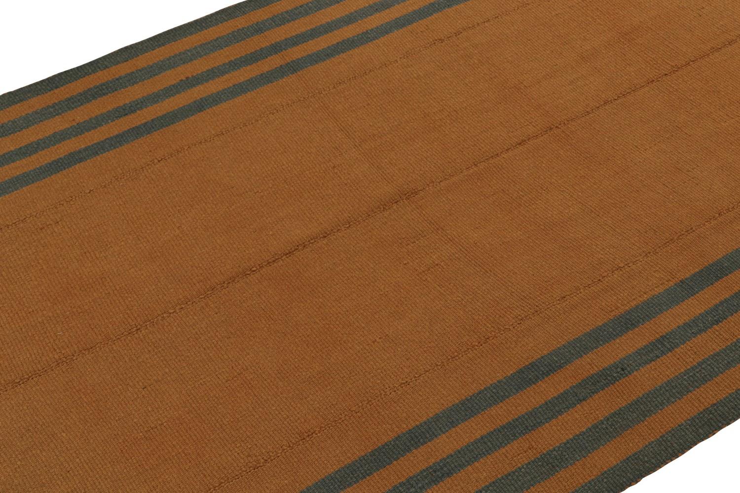 Orange Kilim with Blue Border Stripes