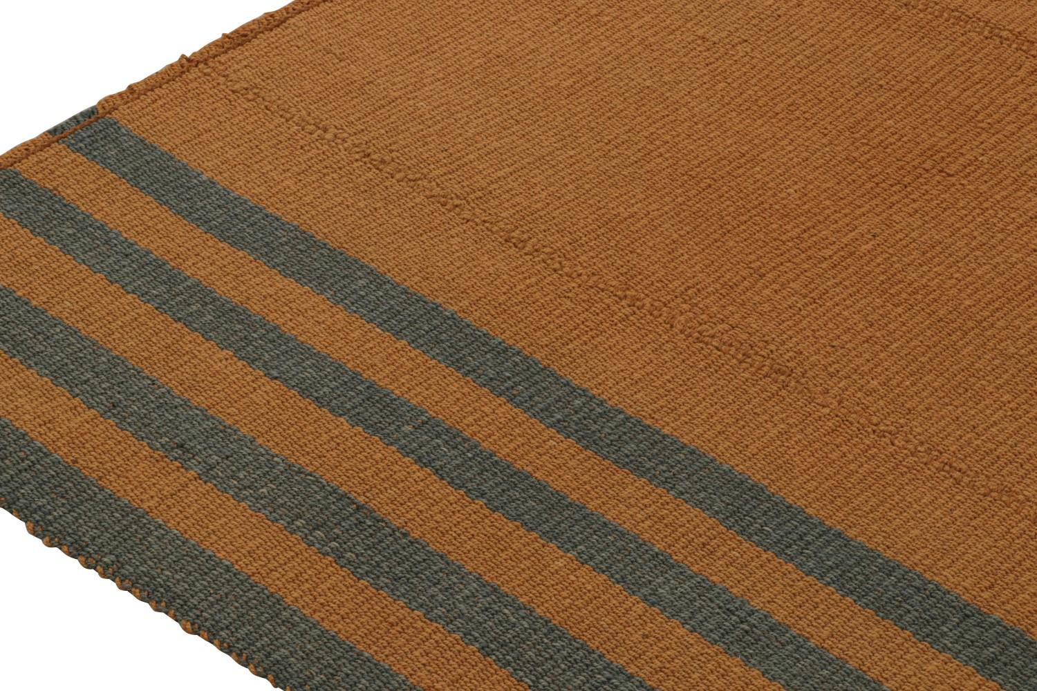 Orange Kilim with Blue Border Stripes