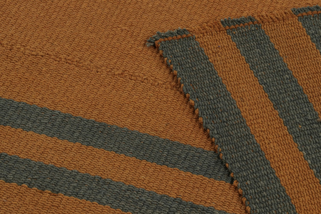 Orange Kilim with Blue Border Stripes