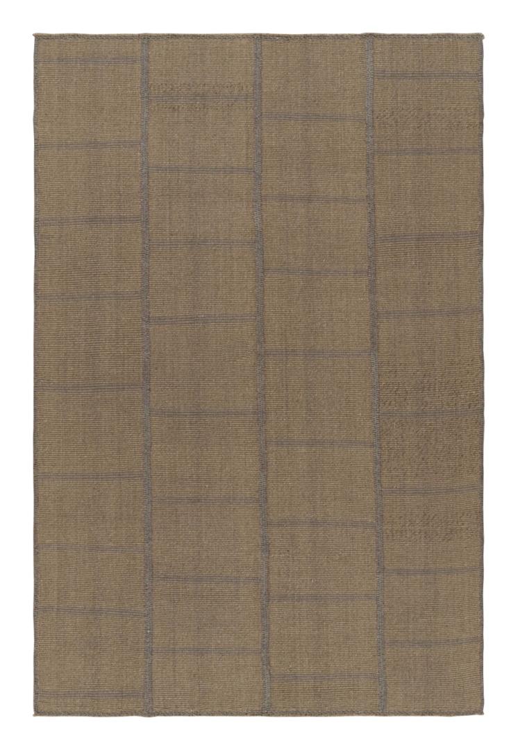 Modern Kilim Rug in Brown and Taupe