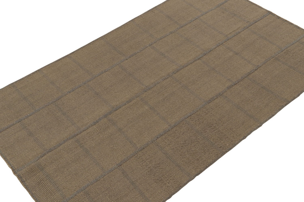 Modern Kilim Rug in Brown and Taupe