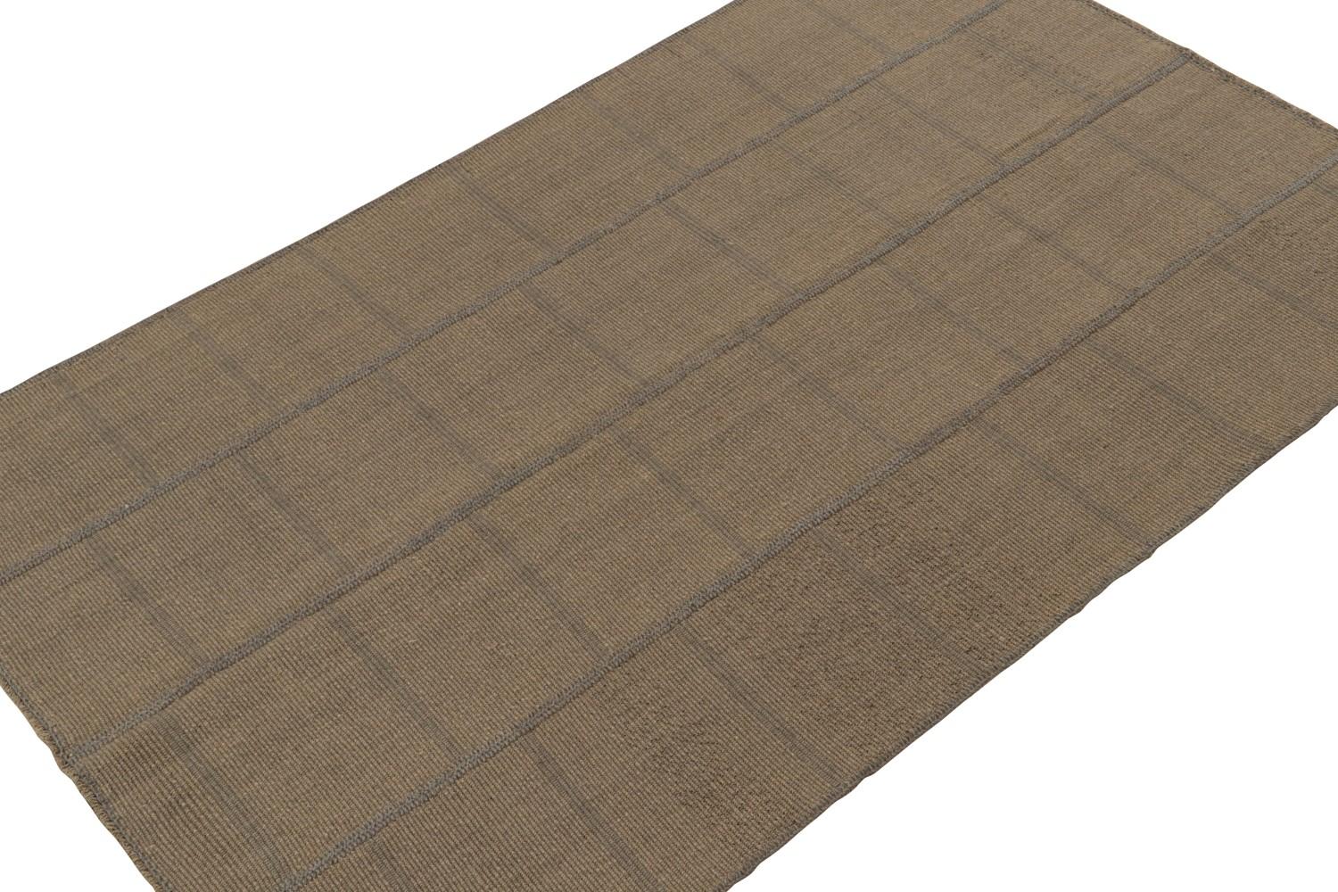 Modern Kilim Rug in Brown and Taupe
