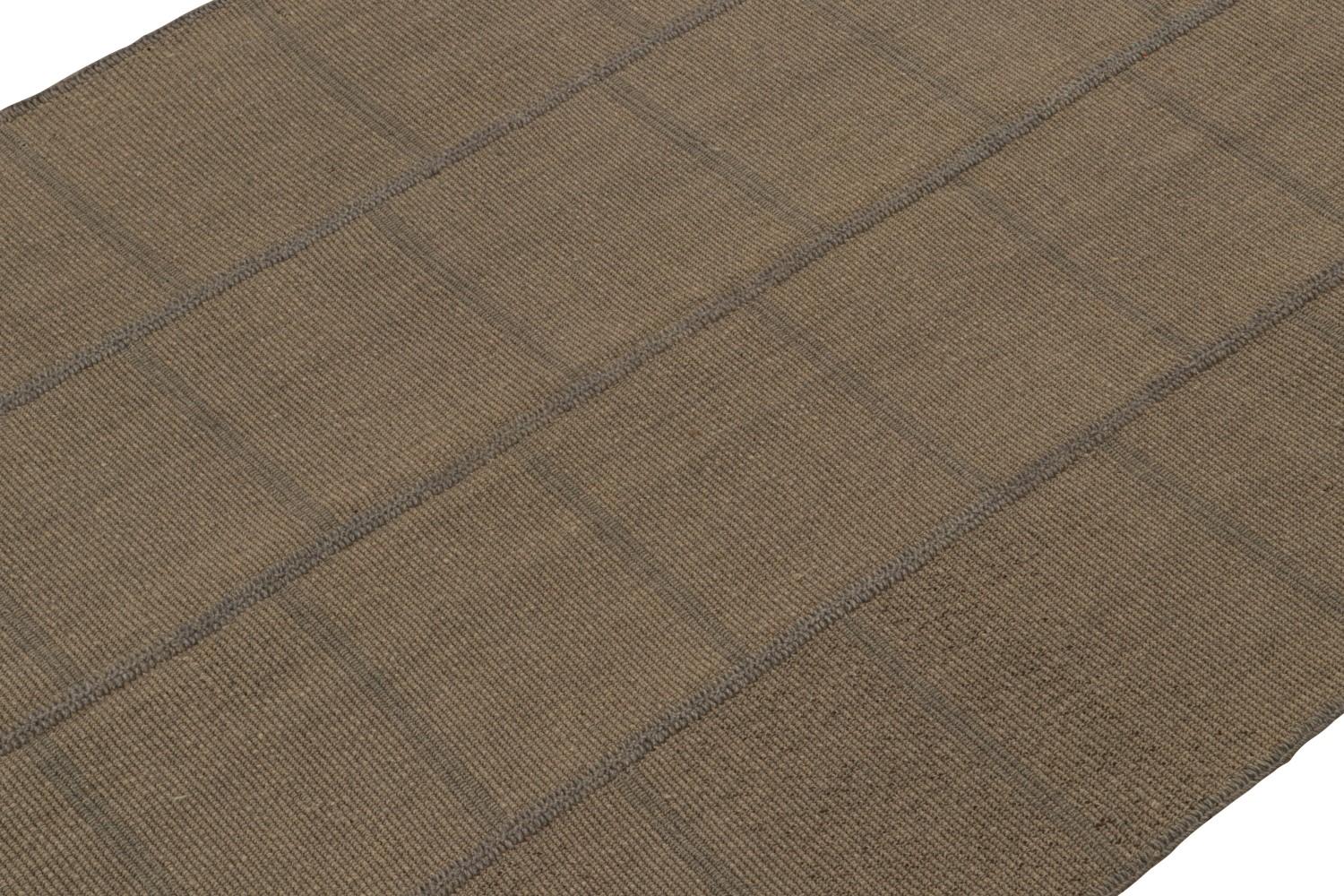 Modern Kilim Rug in Brown and Taupe