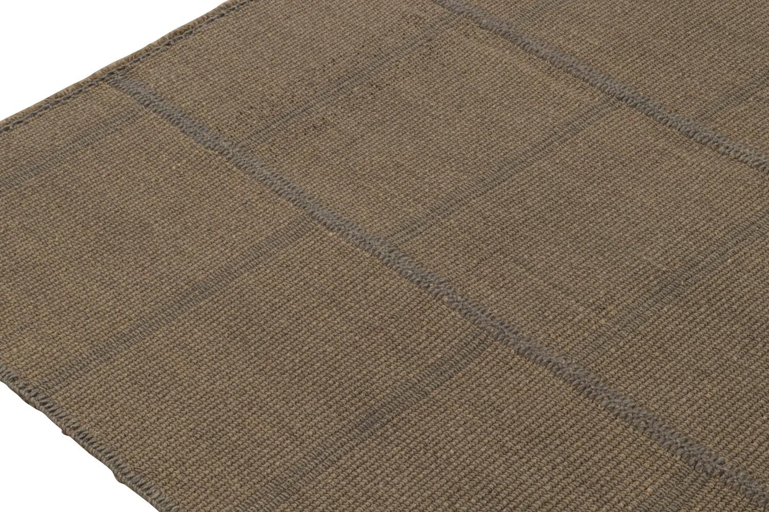 Modern Kilim Rug in Brown and Taupe