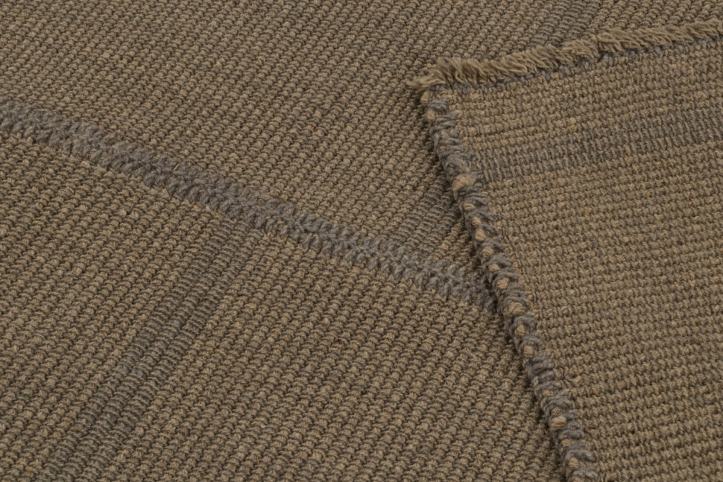 Modern Kilim Rug in Brown and Taupe