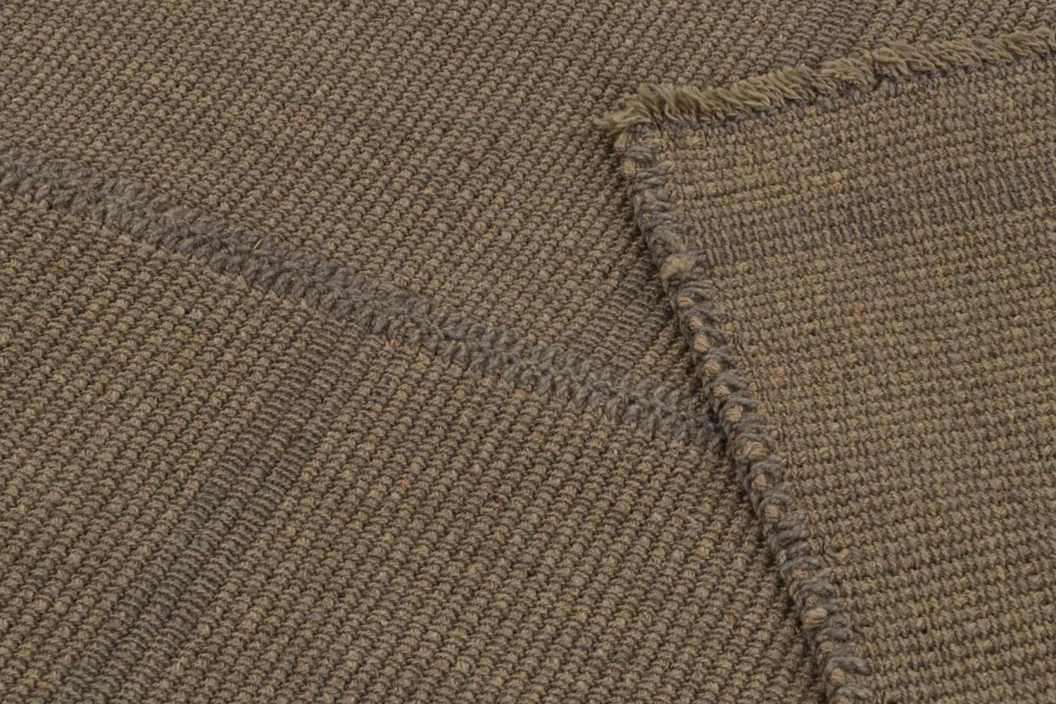 Modern Kilim Rug in Brown and Taupe