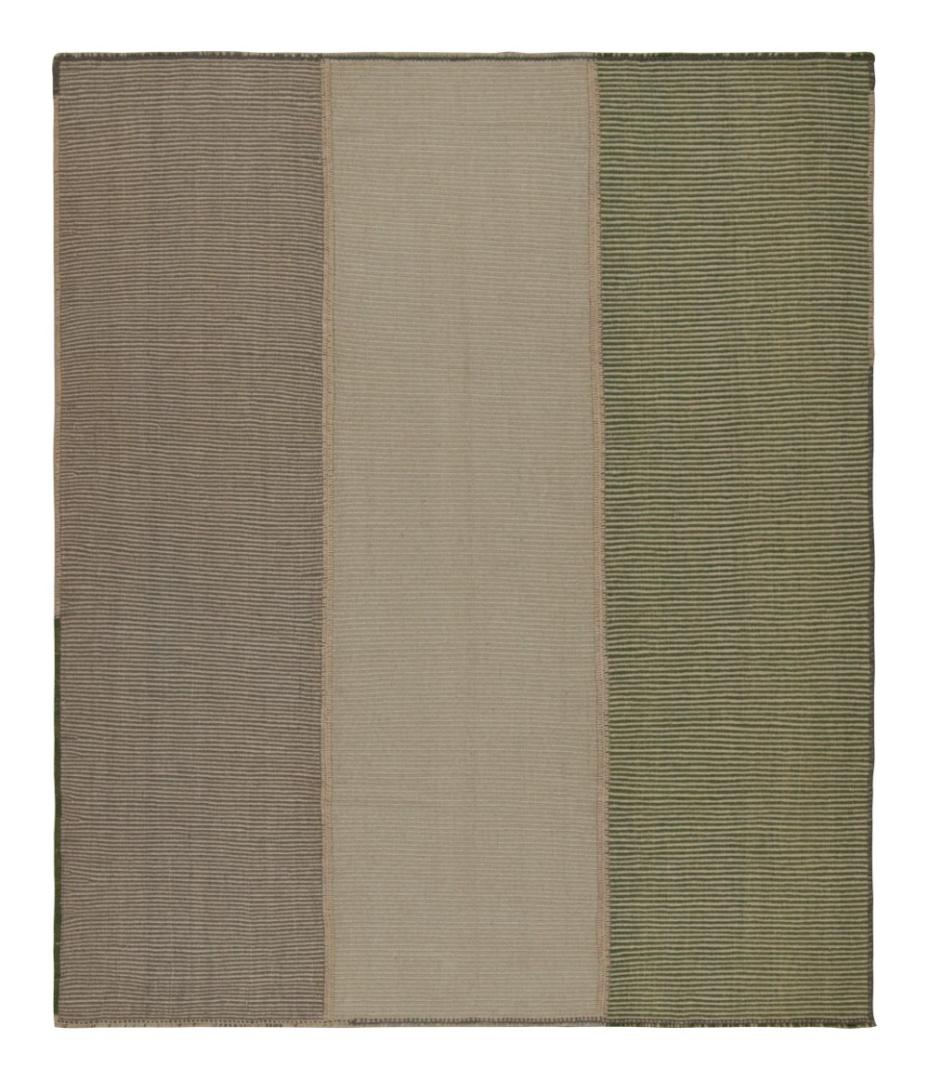 Modern Kilim with Textural Stripes