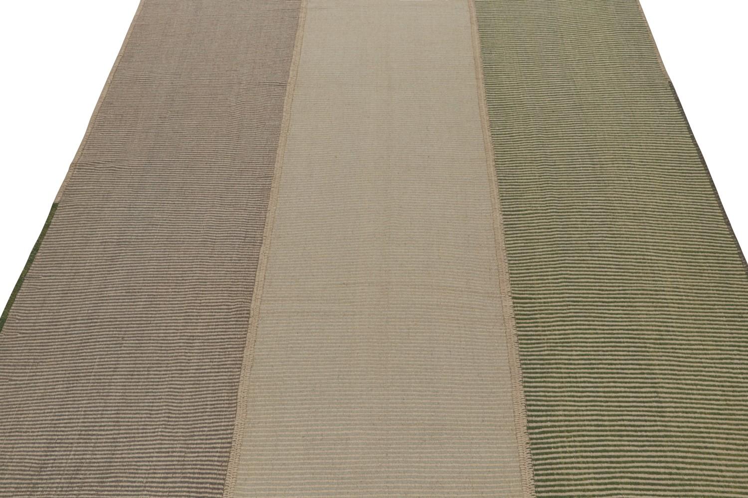 Modern Kilim with Textural Stripes