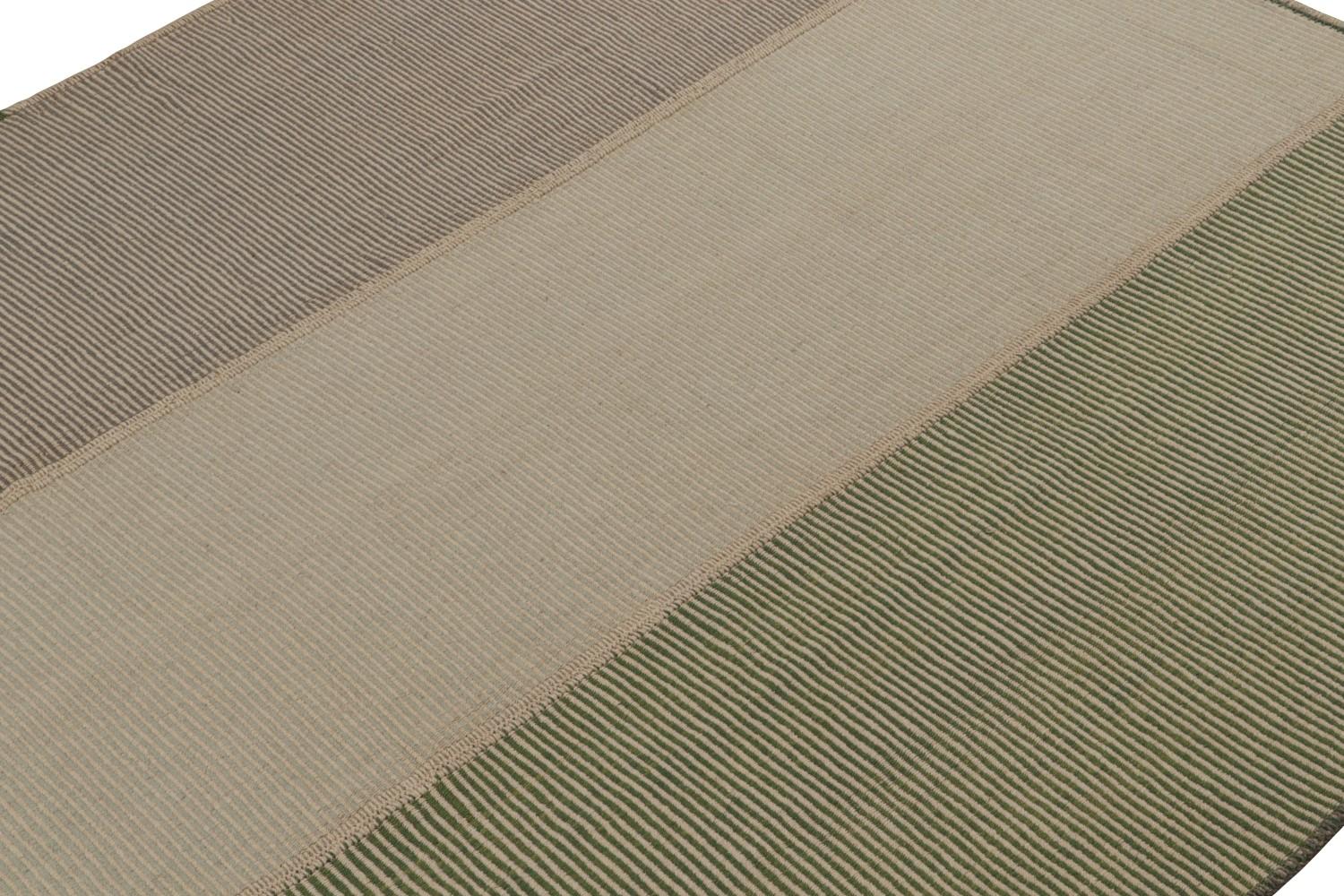 Modern Kilim with Textural Stripes