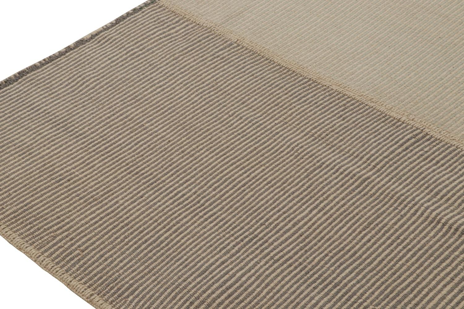 Modern Kilim with Textural Stripes