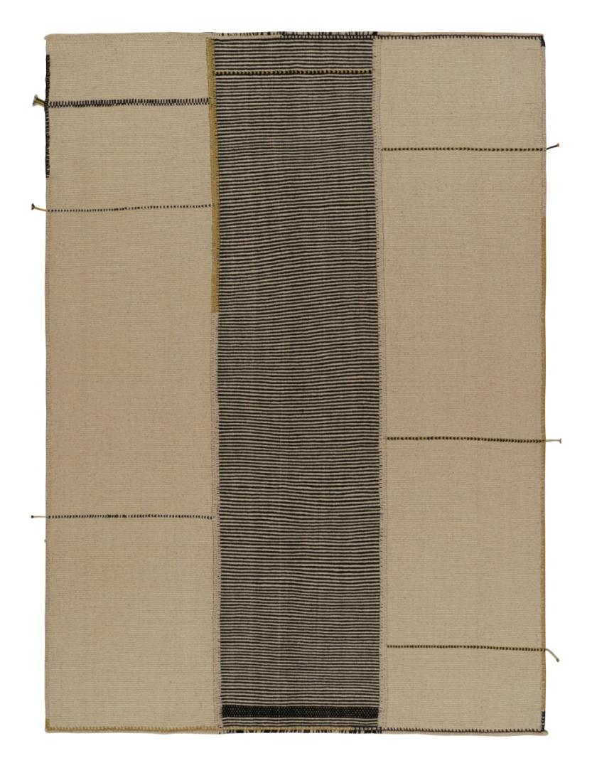 Modern Kilim with Textural Stripes