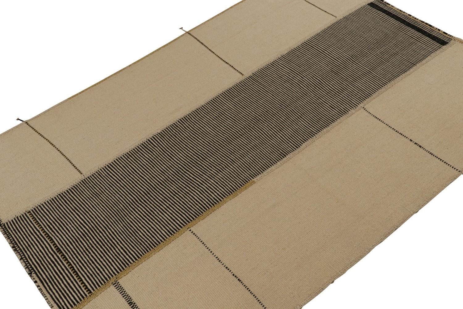 Modern Kilim with Textural Stripes