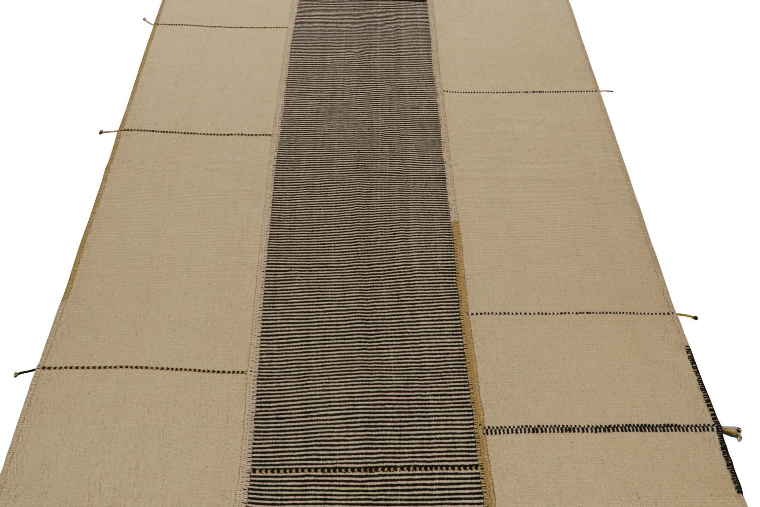 Modern Kilim with Textural Stripes