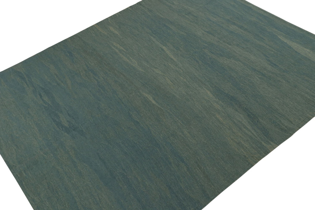 Blue Modern Kilim Rug with Beige Accents