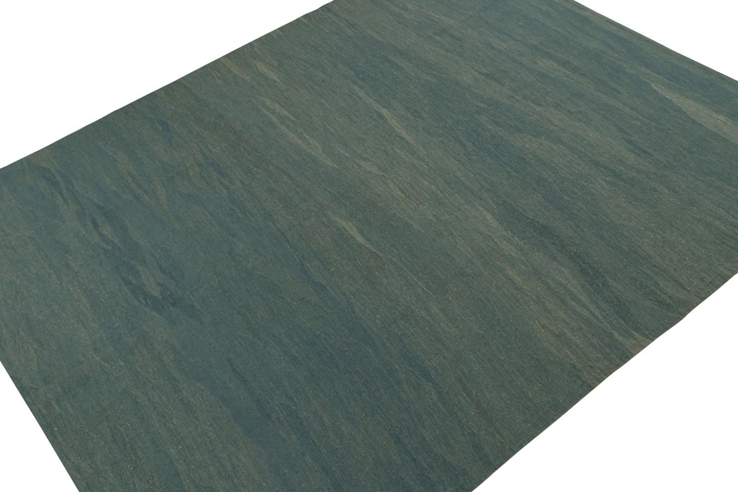 Blue Modern Kilim Rug with Beige Accents
