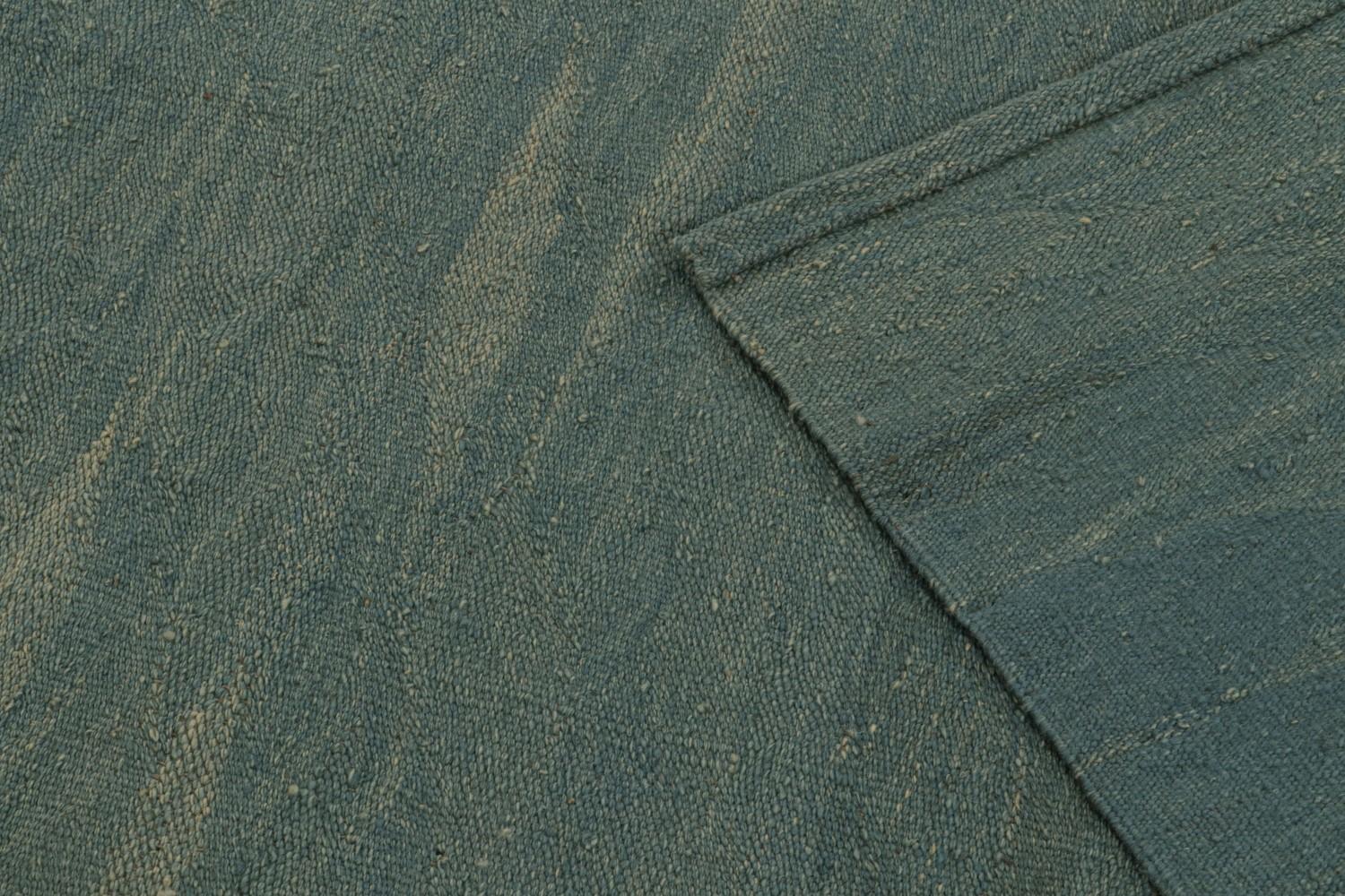 Blue Modern Kilim Rug with Beige Accents