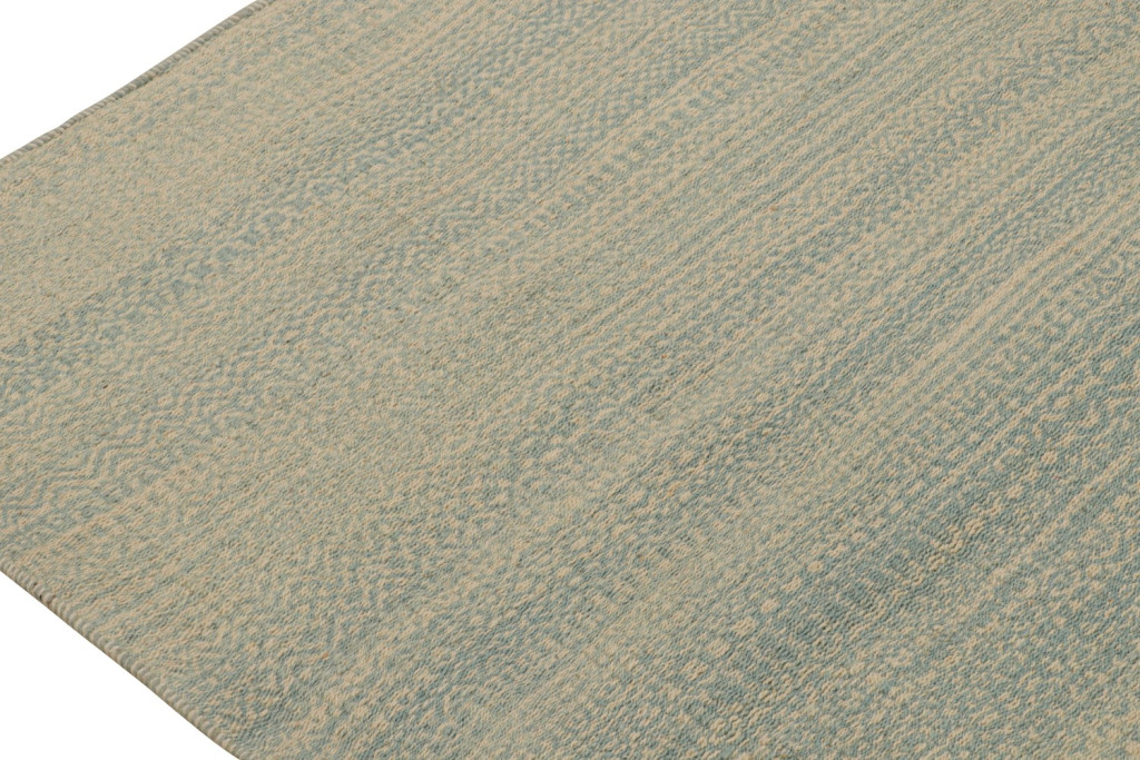 Striped Beige and Blue Modern Kilim Rug