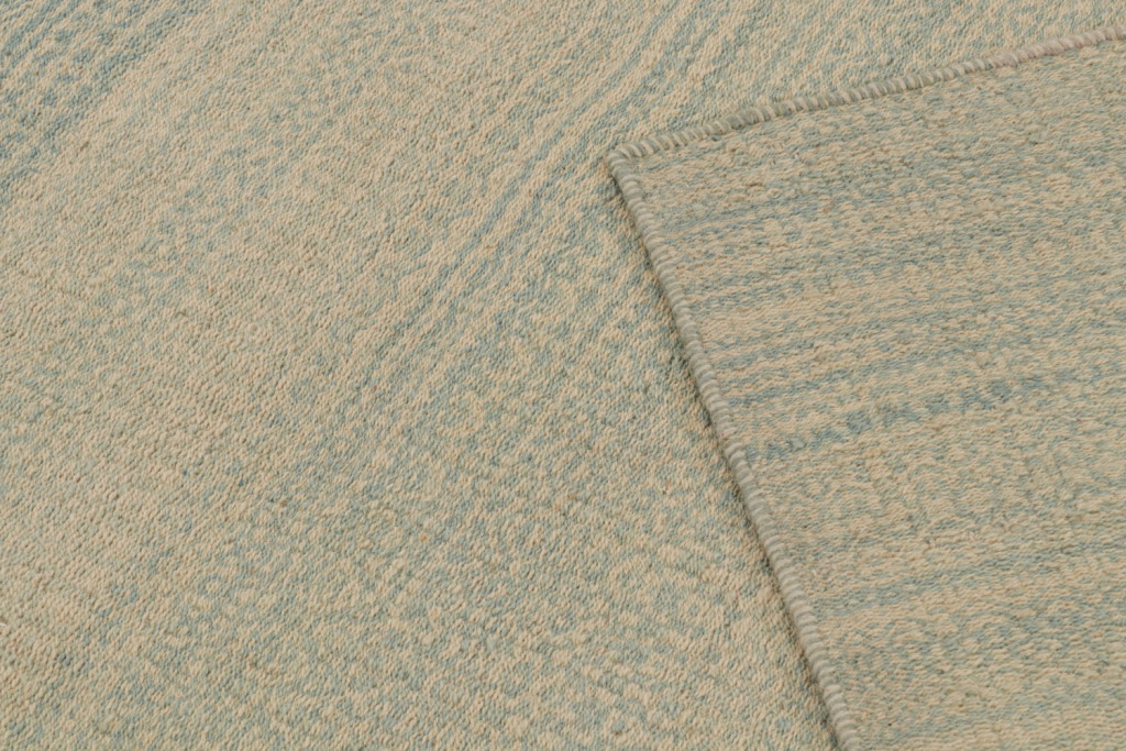 Striped Beige and Blue Modern Kilim Rug