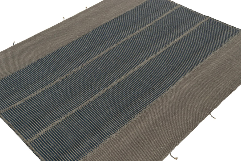 Rug & Kilim’s Contemporary Kilim in Gray and Blue