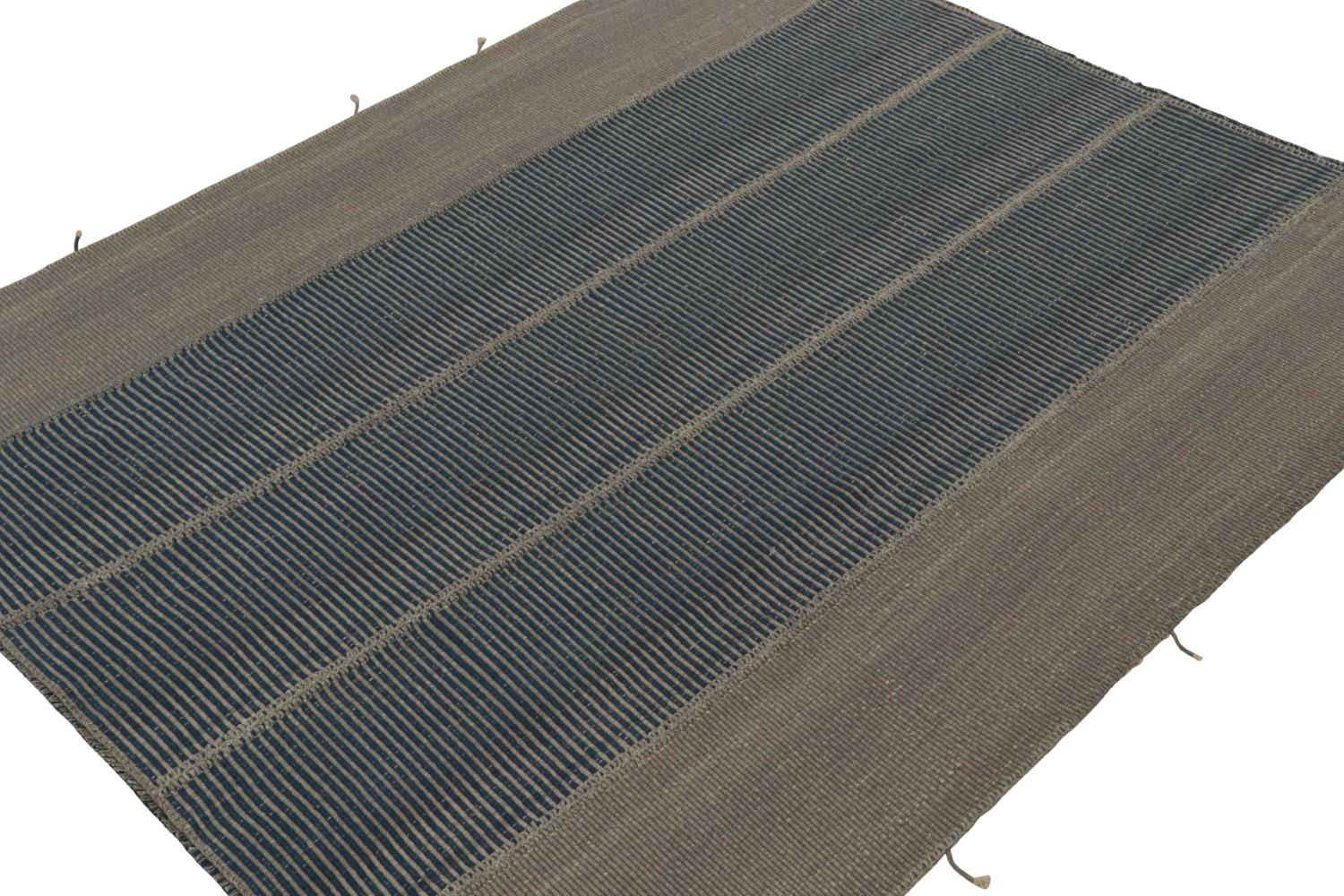 Rug & Kilim’s Contemporary Kilim in Gray and Blue