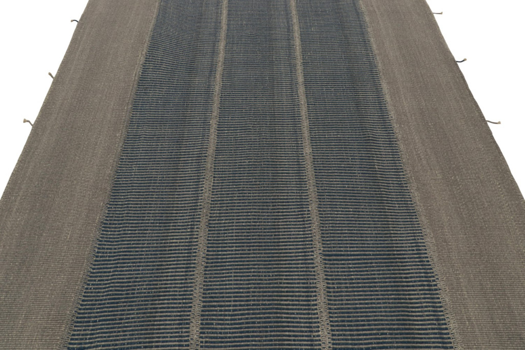 Rug & Kilim’s Contemporary Kilim in Gray and Blue