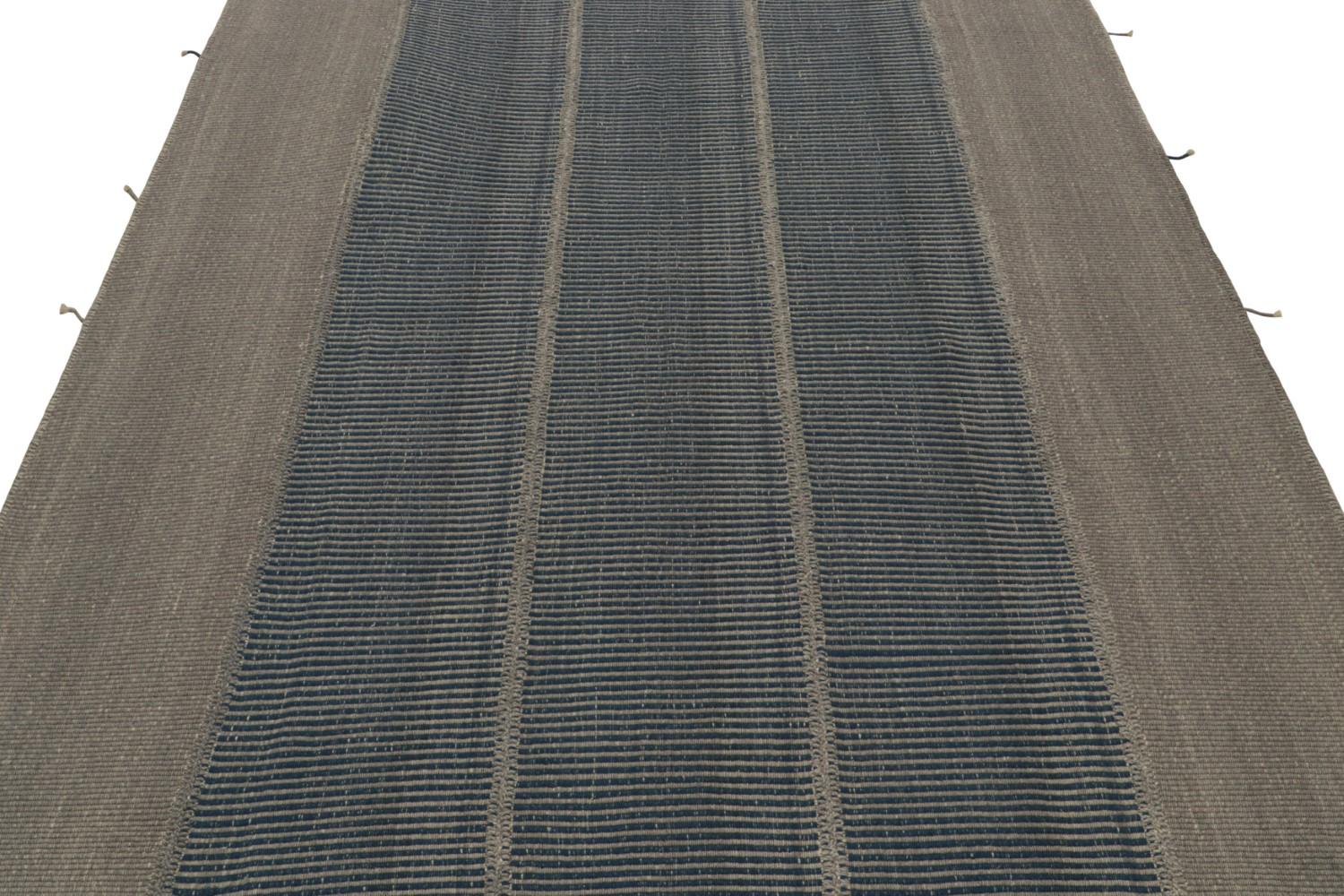 Rug & Kilim’s Contemporary Kilim in Gray and Blue