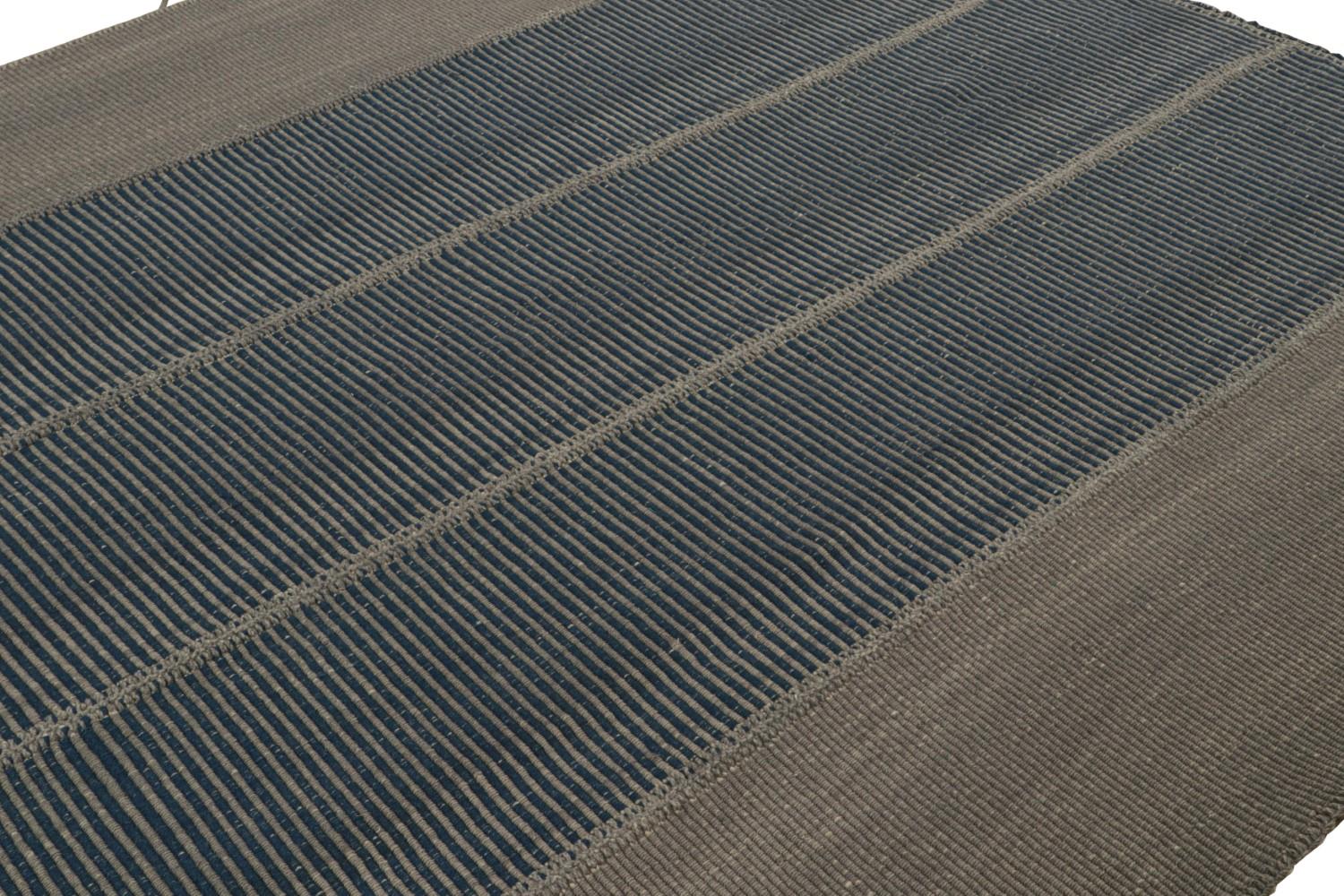 Rug & Kilim’s Contemporary Kilim in Gray and Blue