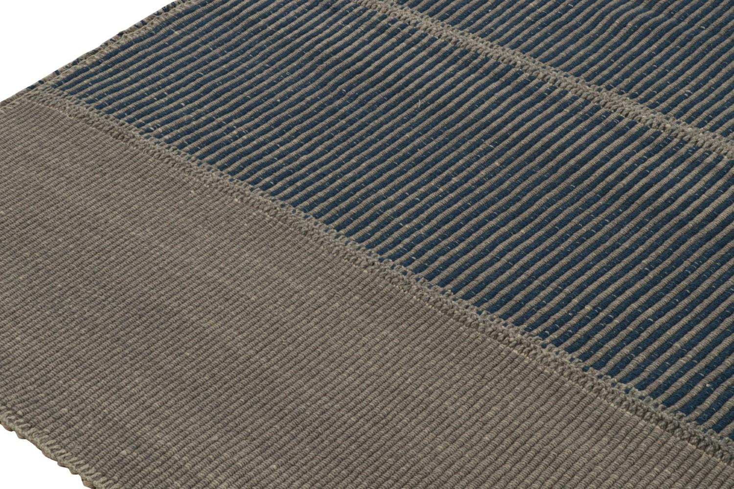 Rug & Kilim’s Contemporary Kilim in Gray and Blue