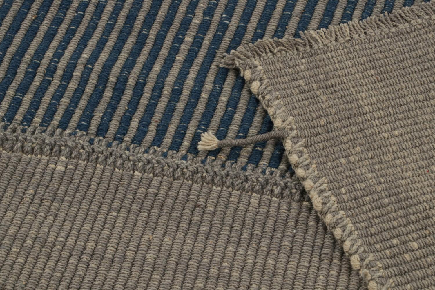 Rug & Kilim’s Contemporary Kilim in Gray and Blue