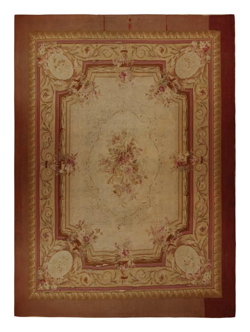 Antique Aubusson Flatweave and Oversized Rug