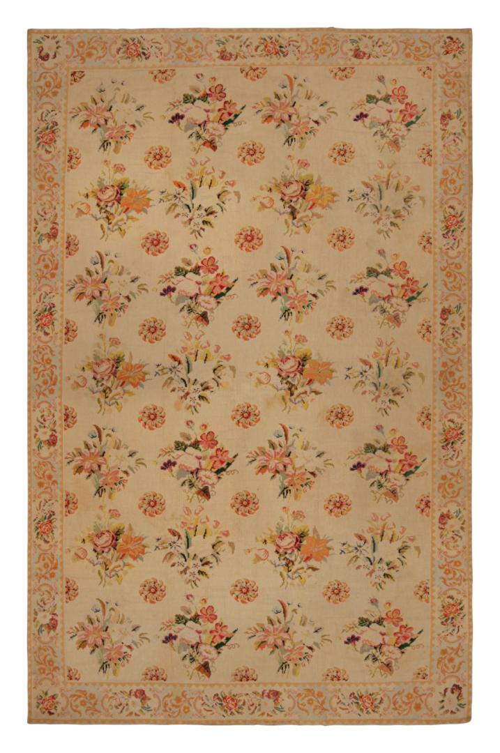 Antique French Needlepoint Style Rug