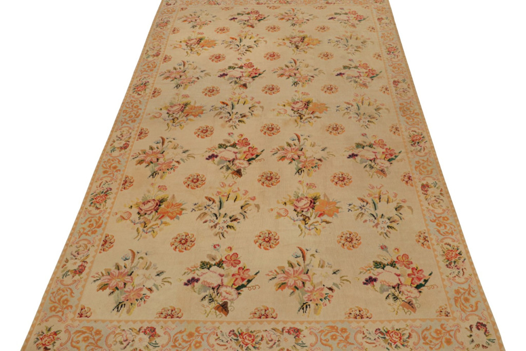Antique French Needlepoint Style Rug