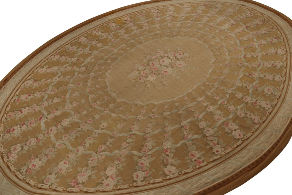 Antique Aubusson Flatweave and Oversized Oval Rug