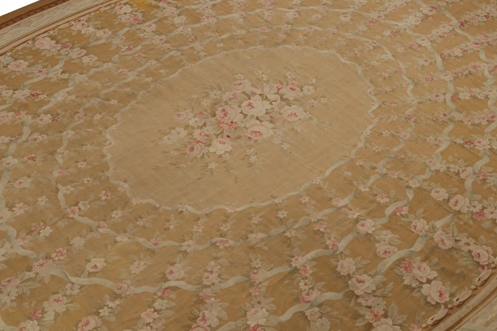 Antique Aubusson Flatweave and Oversized Oval Rug