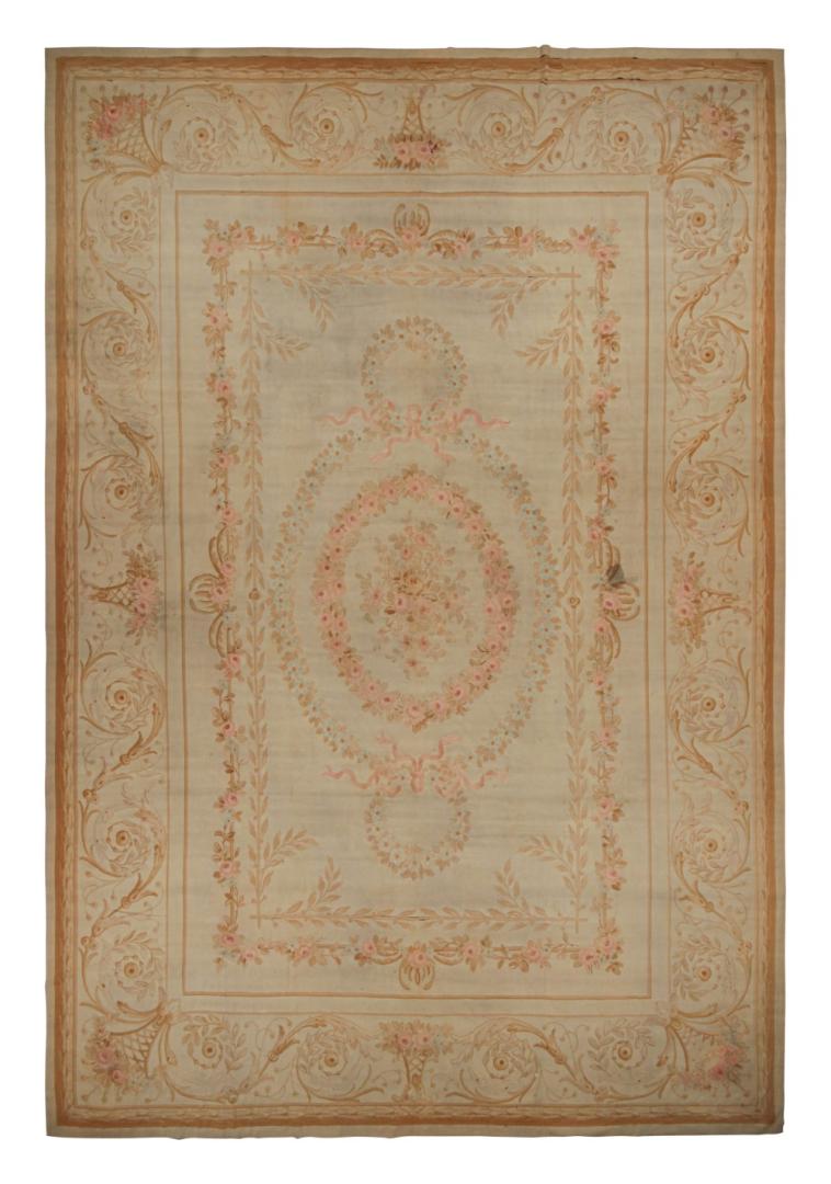 Antique Aubusson Flatweave and Oversized Rug