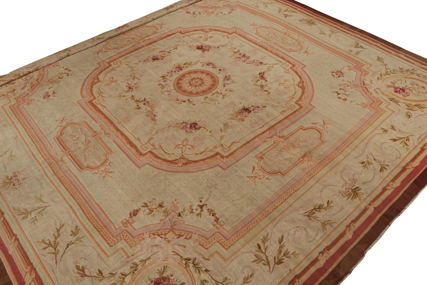 Antique Aubusson Flatweave and Square Rug