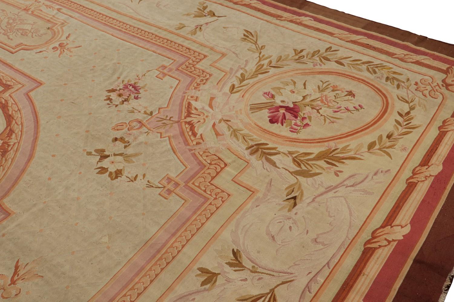 Antique Aubusson Flatweave and Square Rug