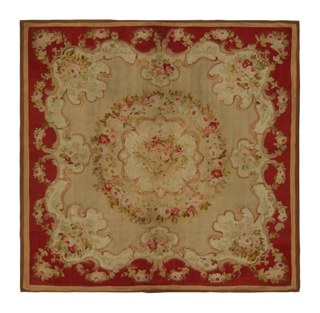 Antique Aubusson Flatweave Rug