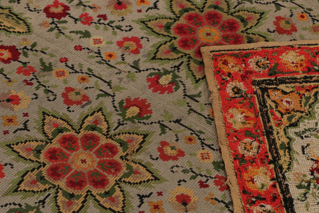 Antique French Needlepoint Style Rug