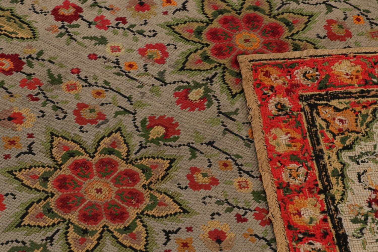 Antique French Needlepoint Style Rug