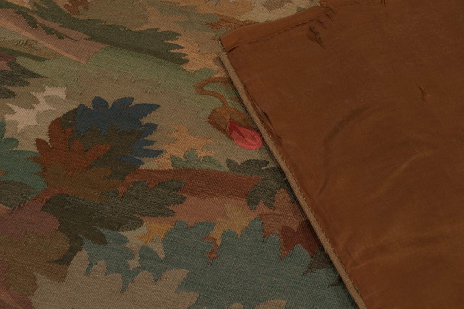 Antique Aubusson-Inspired Modern Flatweave Rug