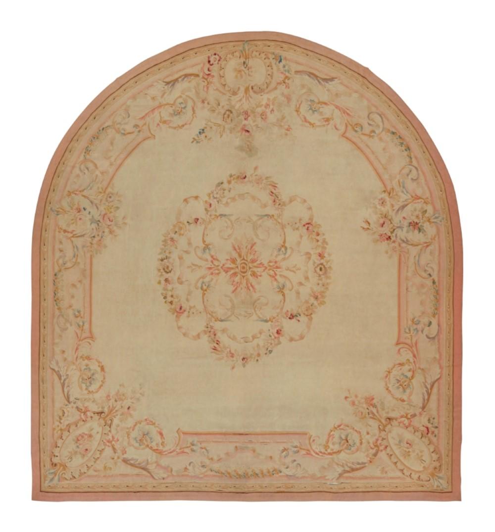 Antique Aubusson Flatweave and Round Rug