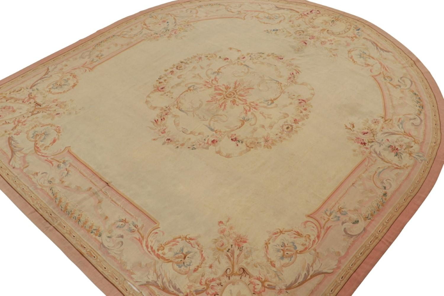 Antique Aubusson Flatweave and Round Rug