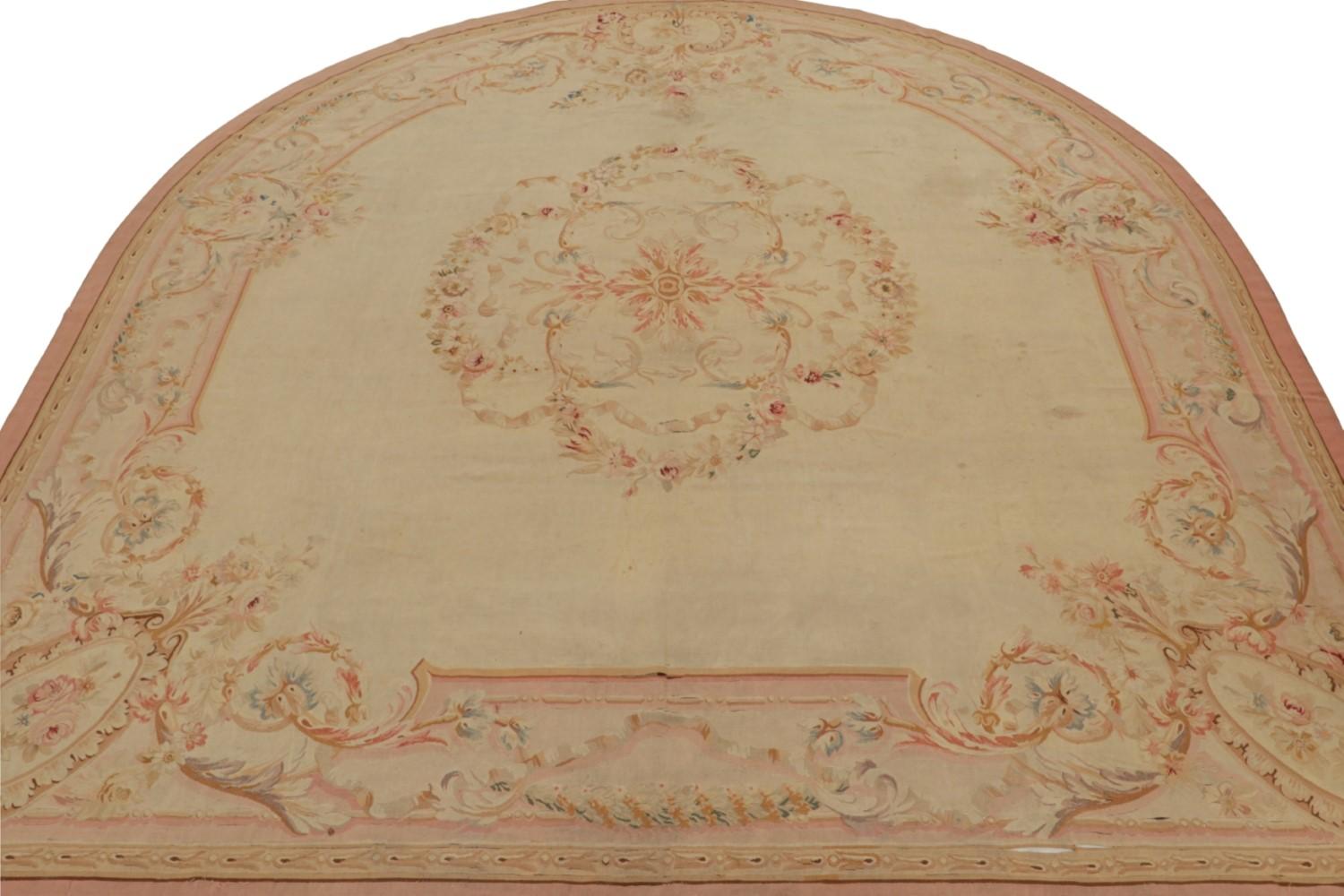 Antique Aubusson Flatweave and Round Rug