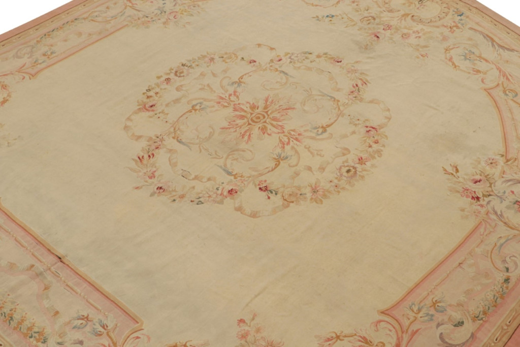 Antique Aubusson Flatweave and Round Rug
