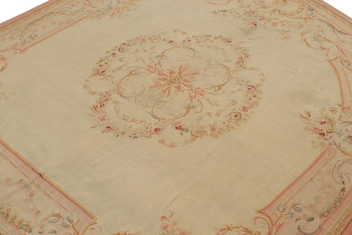 Antique Aubusson Flatweave and Round Rug