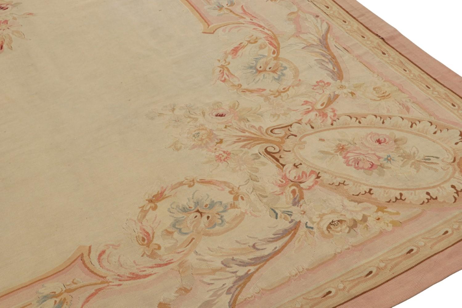 Antique Aubusson Flatweave and Round Rug