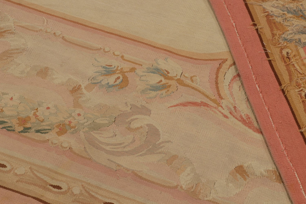 Antique Aubusson Flatweave and Round Rug