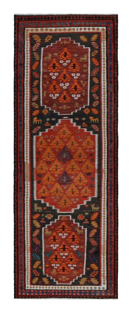 Vintage tribal Persian Kilim runner rug